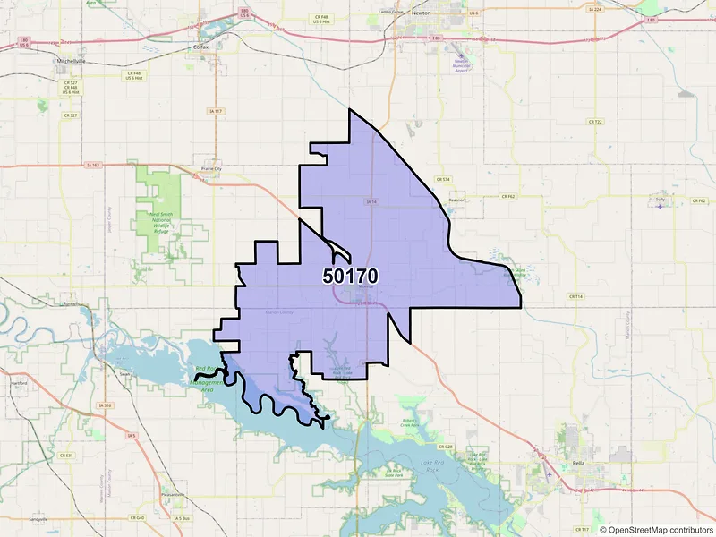 Map of ZIP Code 50170 — Monroe, IA