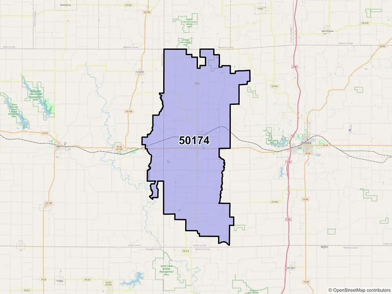 Map of ZIP Code 50174 — Murray, IA