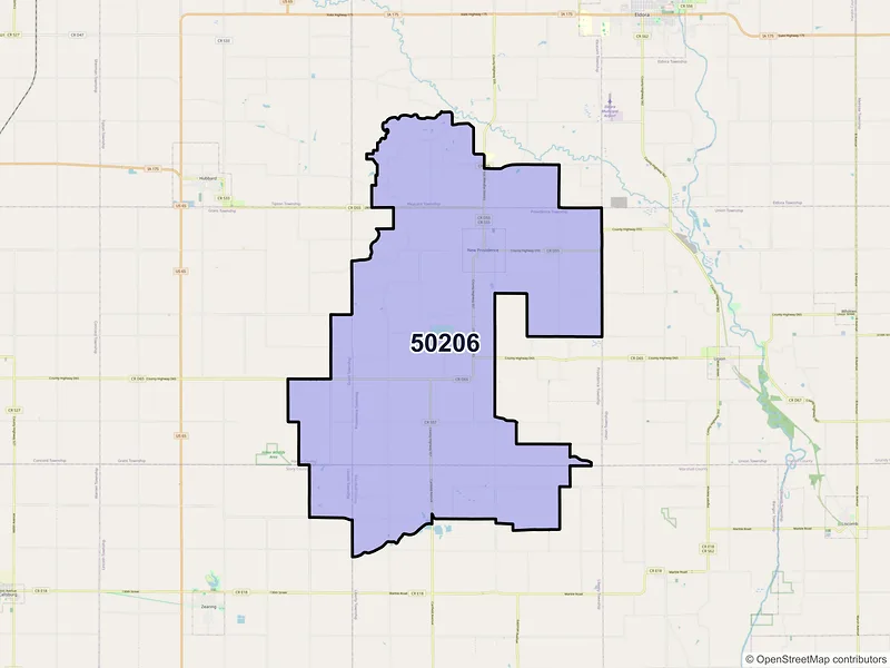 Map of ZIP Code 50206 — New Providence, IA