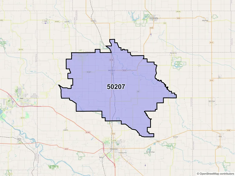 Map of ZIP Code 50207 — New Sharon, IA