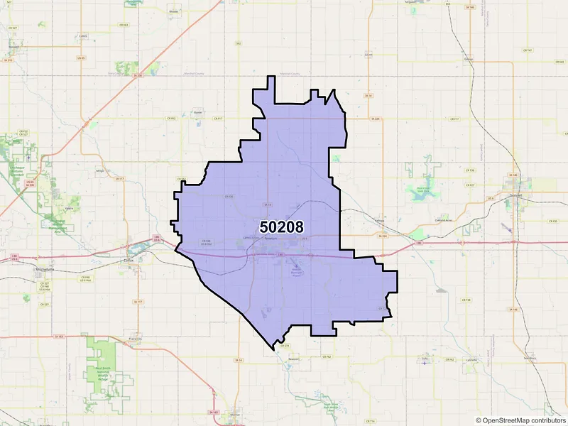 Map of ZIP Code 50208 — Newton, IA