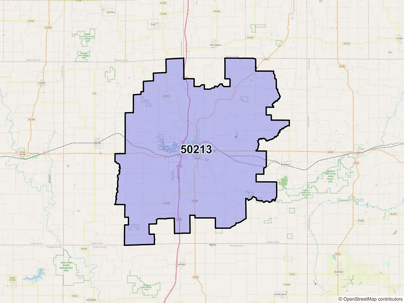 Map of ZIP Code 50213 — Osceola, IA