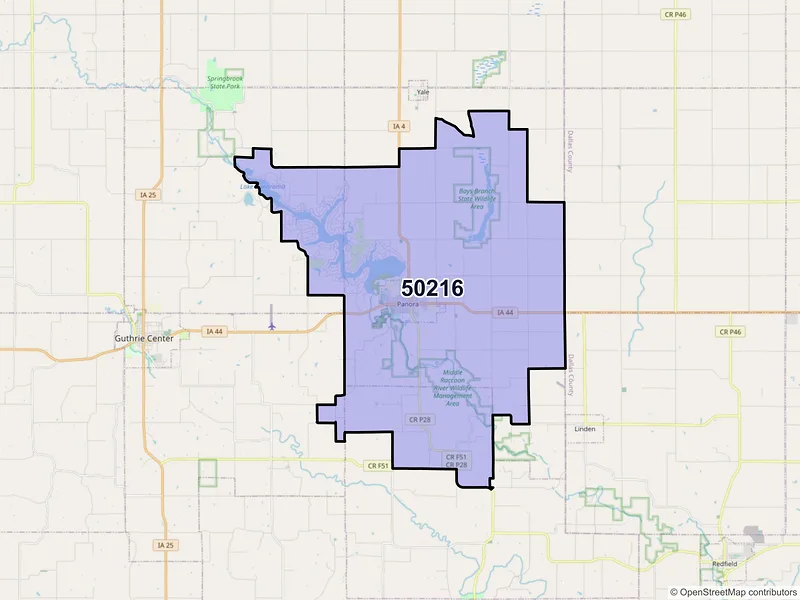 Map of ZIP Code 50216 — Panora, IA