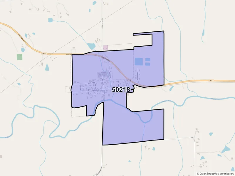 Map of ZIP Code 50218 — Patterson, IA