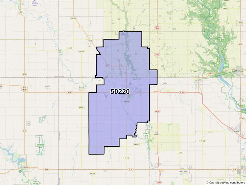 Map of ZIP Code 50220 — Perry, IA
