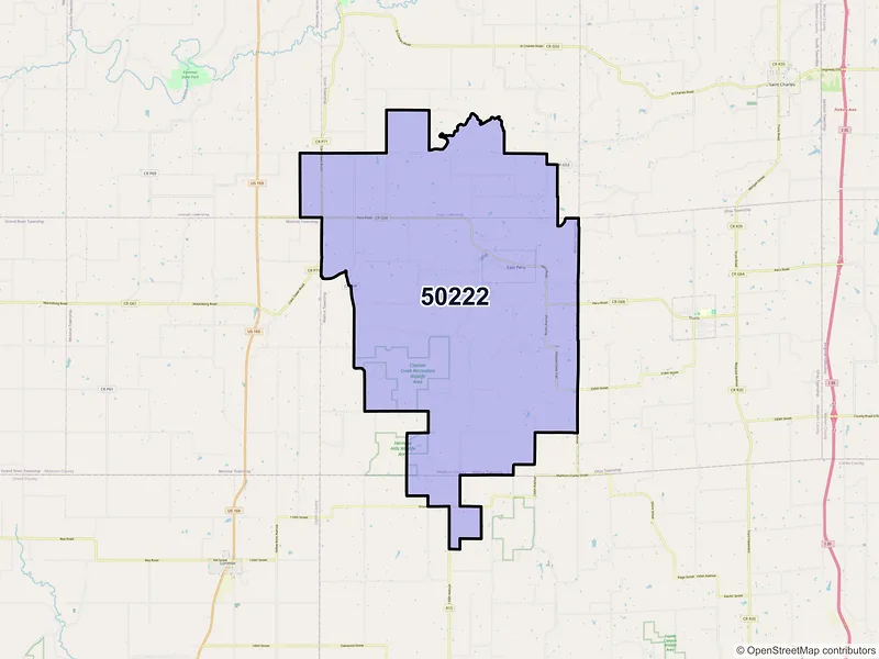 Map of ZIP Code 50222 — Peru, IA
