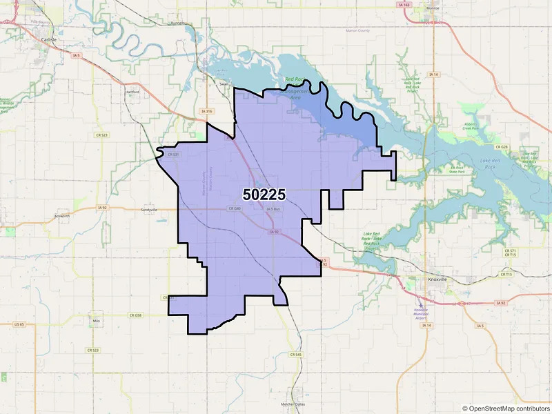 Map of ZIP Code 50225 — Pleasantville, IA