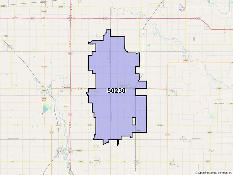 Map of Radcliffe, Iowa and ZIP codes