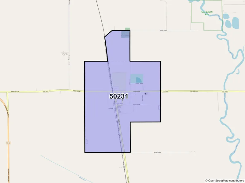 Map of Randall, Iowa and ZIP codes