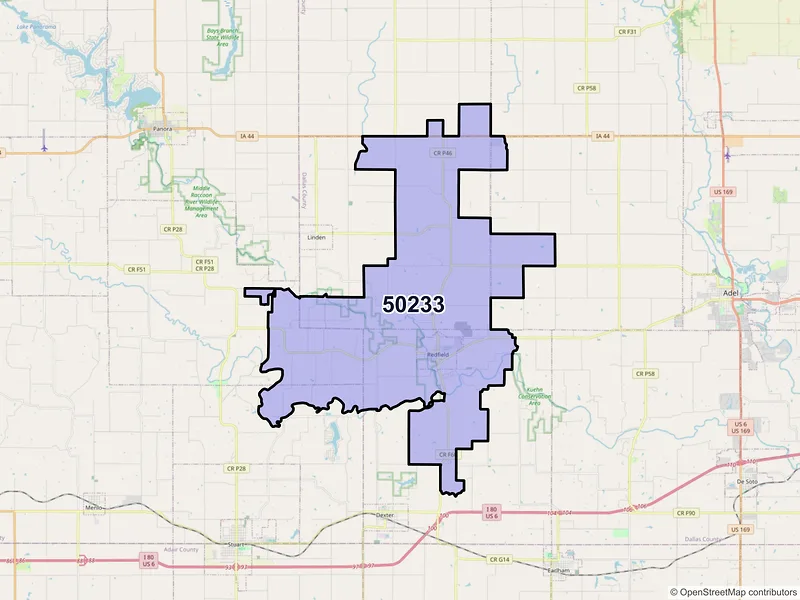 Map of ZIP Code 50233 — Redfield, IA