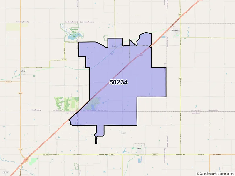 Map of Rhodes, Iowa and ZIP codes