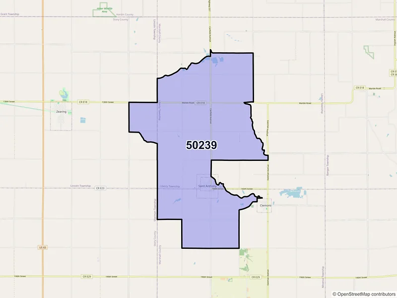 Map of ZIP Code 50239 — Saint Anthony, IA