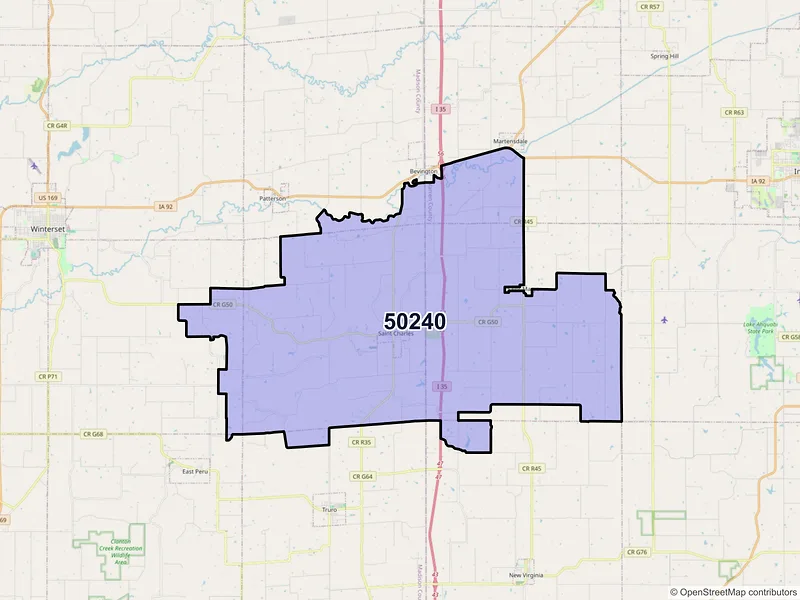 Map of ZIP Code 50240 — Saint Charles, IA
