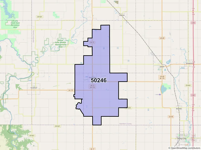 Map of ZIP Code 50246 — Stanhope, IA