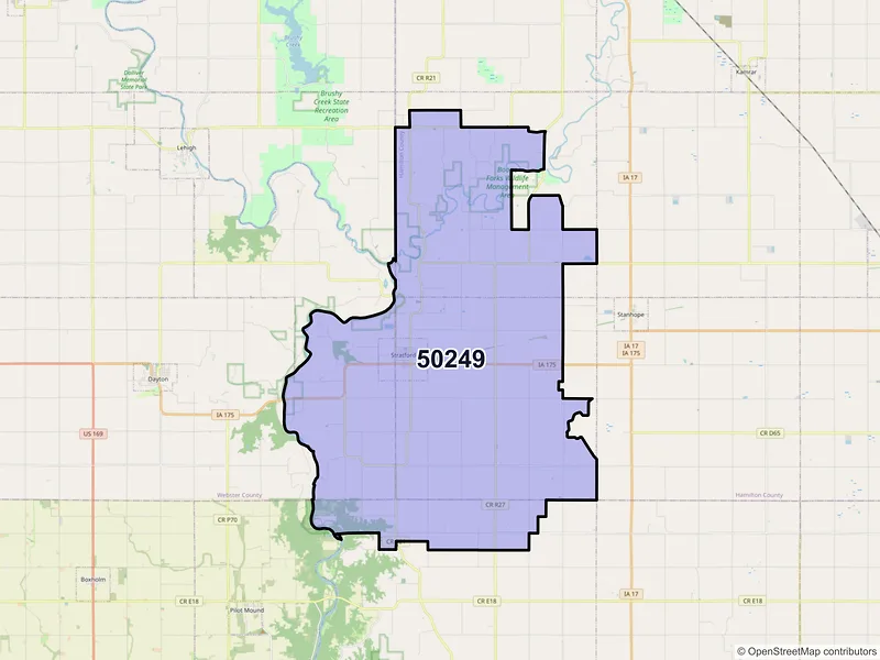 Map of ZIP Code 50249 — Stratford, IA