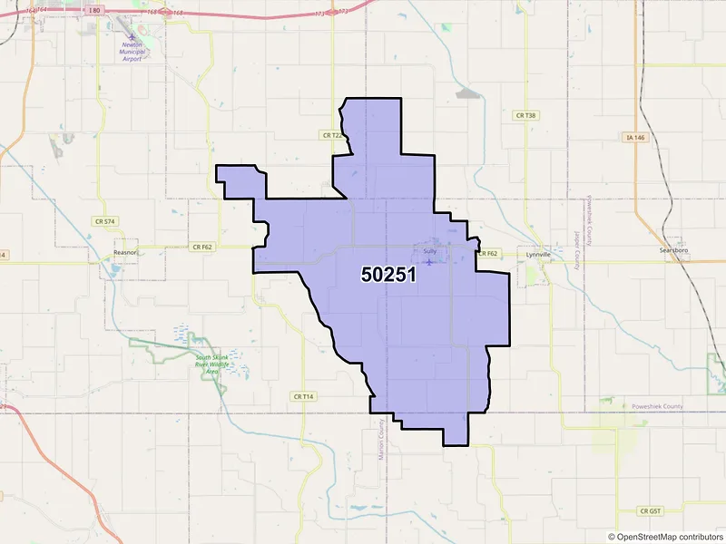 Map of ZIP Code 50251 — Sully, IA