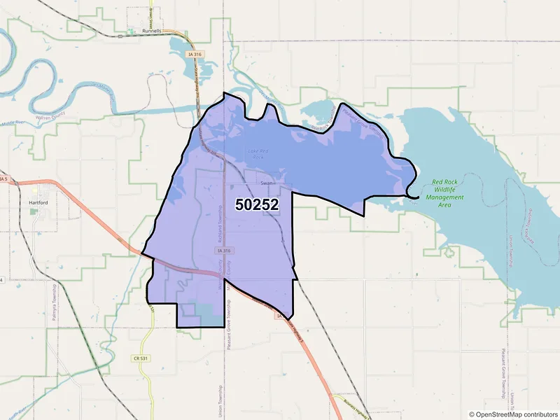 Map of ZIP Code 50252 — Swan, IA