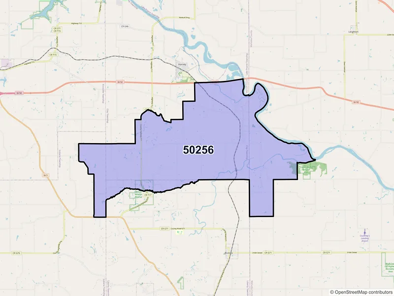 Map of Tracy, Iowa and ZIP codes