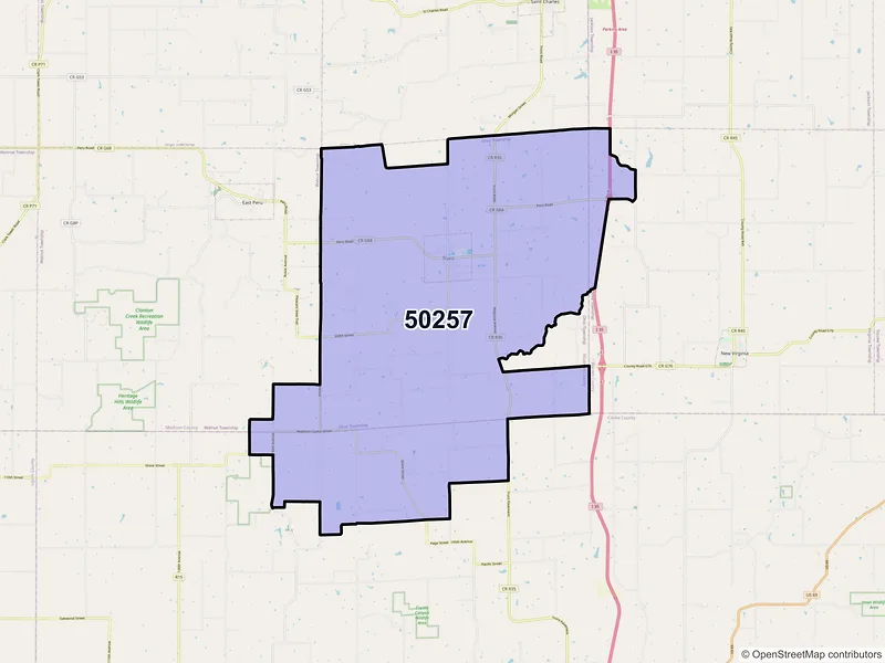 Map of ZIP Code 50257 — Truro, IA