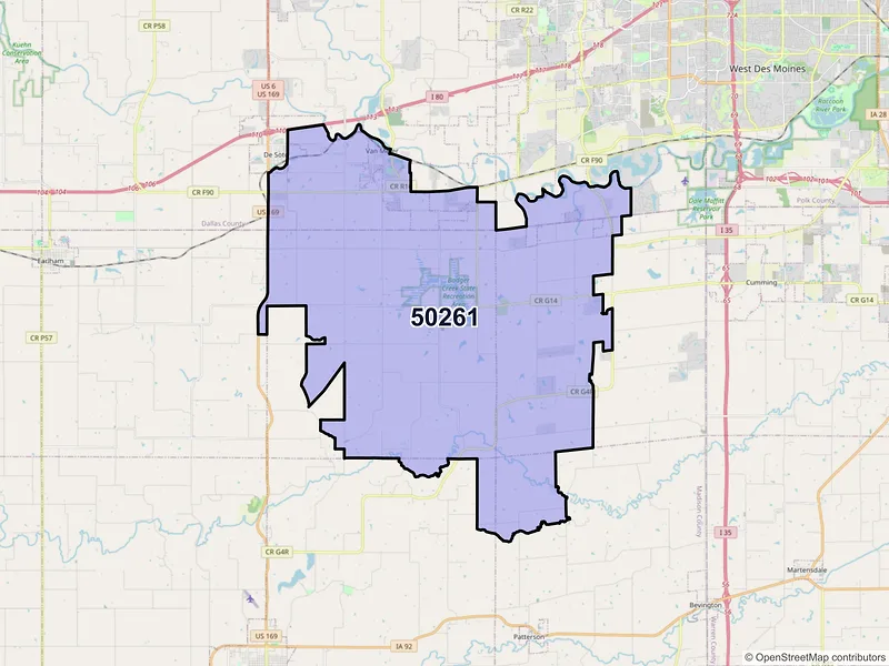Map of ZIP Code 50261 — Van Meter, IA