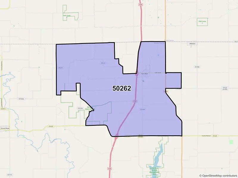 Map of ZIP Code 50262 — Van Wert, IA