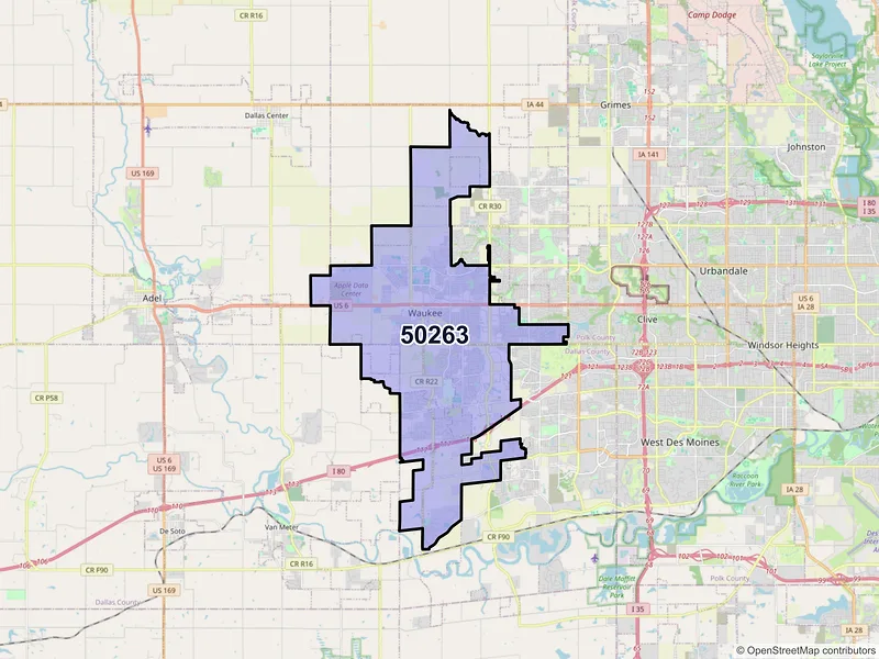 Map of ZIP Code 50263 — Waukee, IA