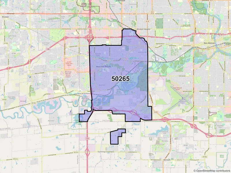 Map of ZIP Code 50265 — West Des Moines, IA