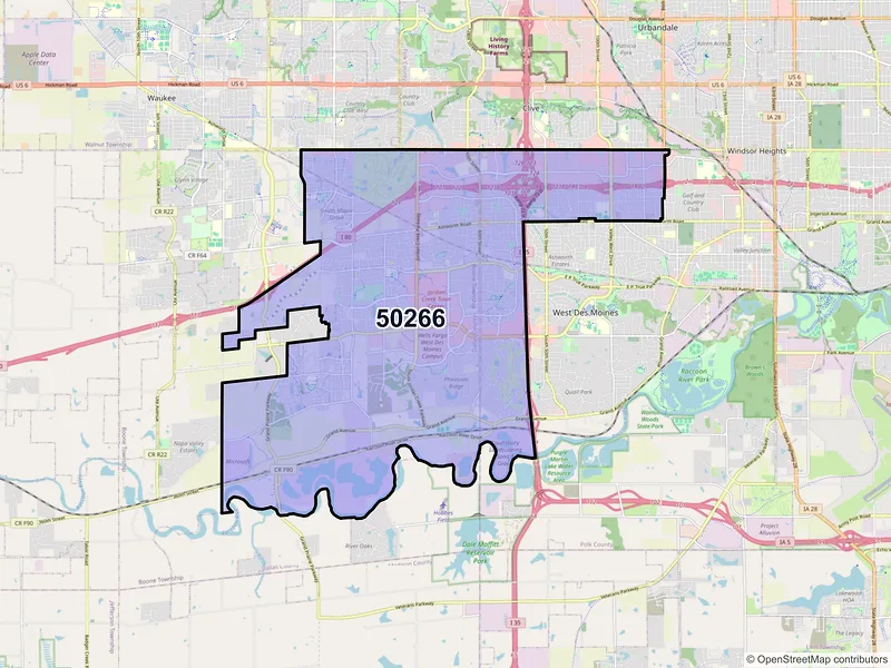 Map of ZIP Code 50266 — West Des Moines, IA