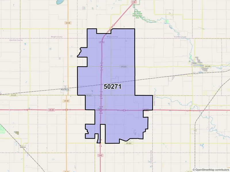 Map of ZIP Code 50271 — Williams, IA