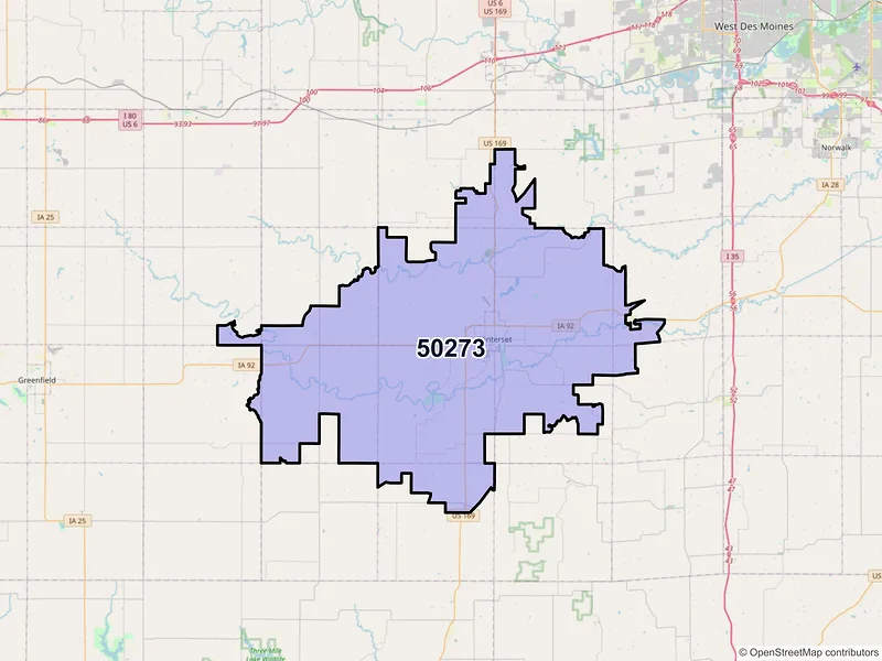 Map of ZIP Code 50273 — Winterset, IA