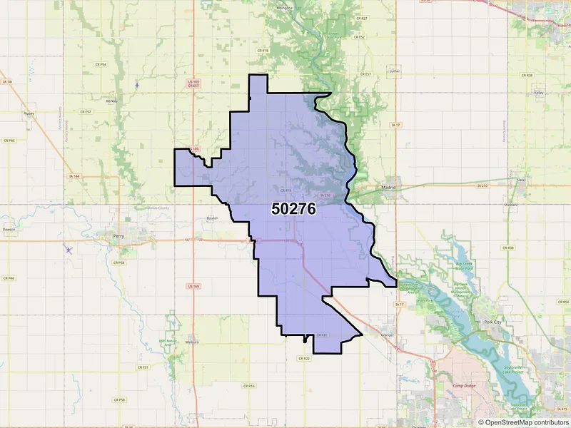Map of ZIP Code 50276 — Woodward, IA