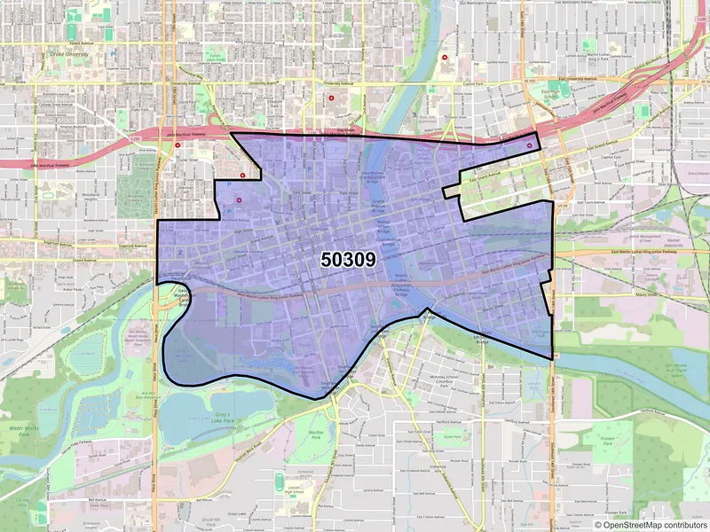 Map of ZIP Code 50309 — Des Moines, IA