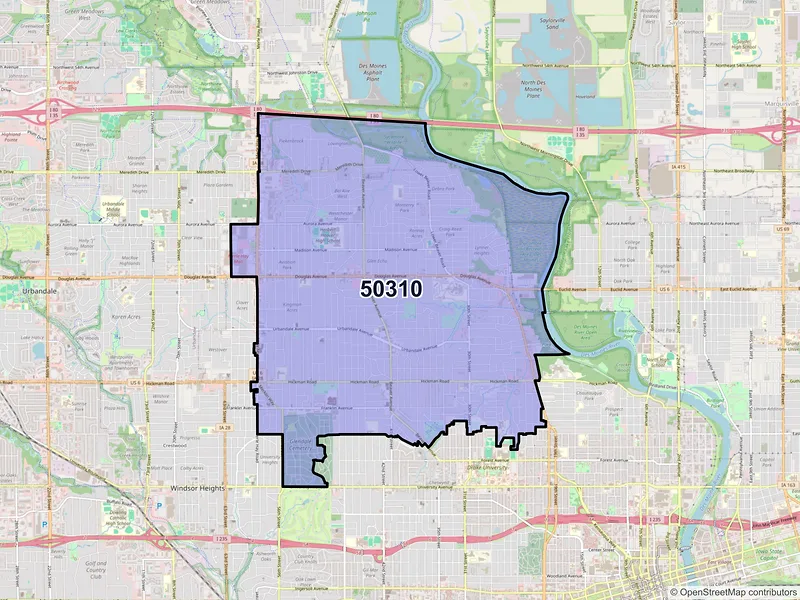 Map of ZIP Code 50310 — Des Moines, IA