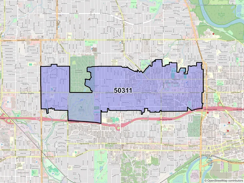 Map of ZIP Code 50311 — Des Moines, IA