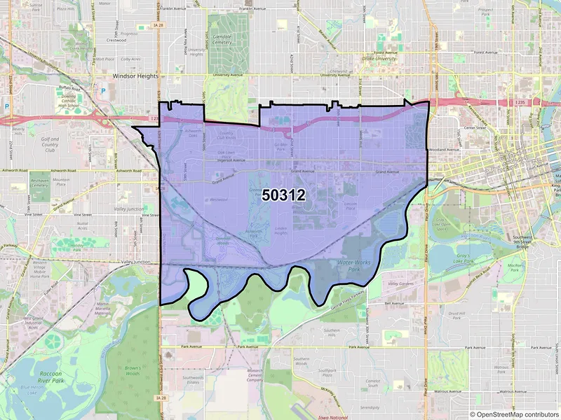 Map of ZIP Code 50312 — Des Moines, IA