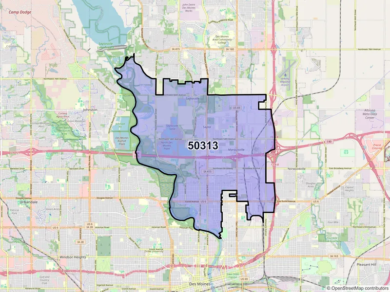 Map of ZIP Code 50313 — Des Moines, IA