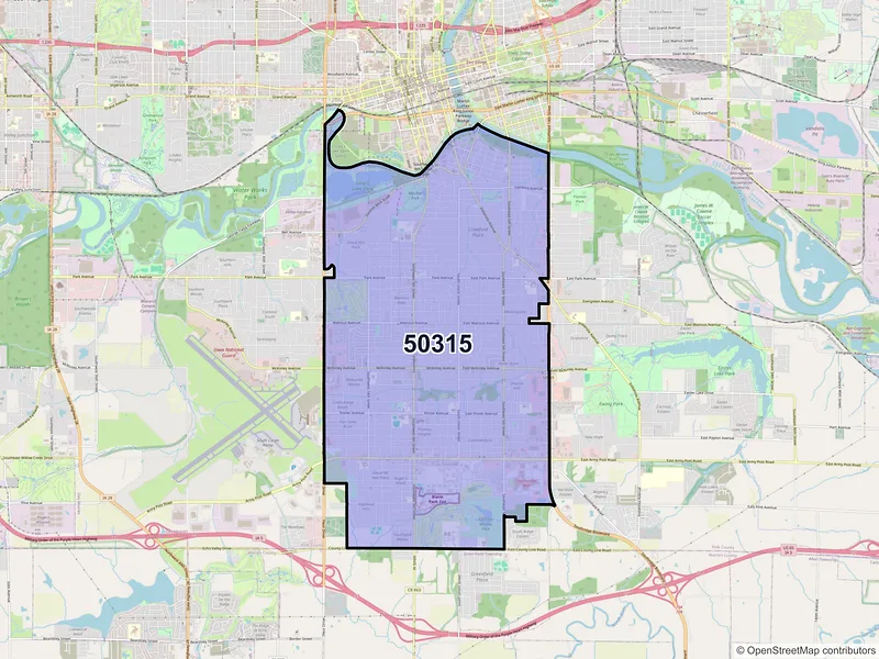 Map of ZIP Code 50315 — Des Moines, IA