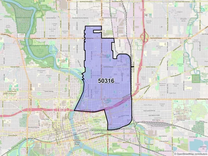 Map of ZIP Code 50316 — Des Moines, IA
