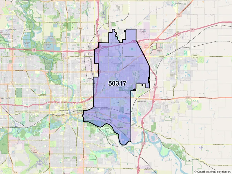 Map of ZIP Code 50317 — Des Moines, IA