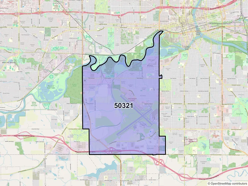 Map of ZIP Code 50321 — Des Moines, IA