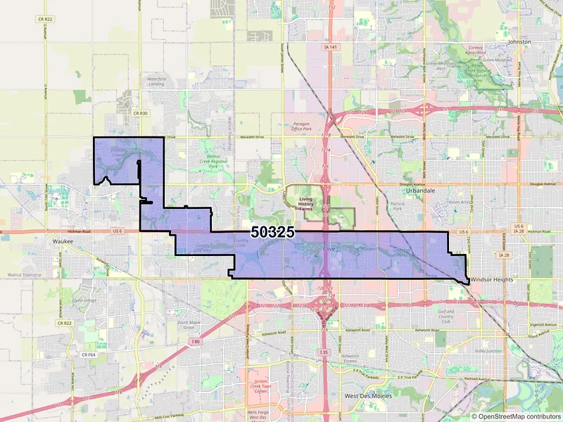 Map of ZIP Code 50325 — Clive, IA
