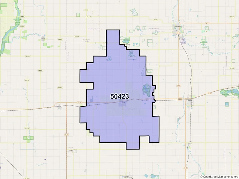Map of ZIP Code 50423 — Britt, IA