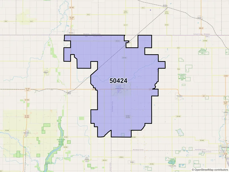 Map of ZIP Code 50424 — Buffalo Center, IA