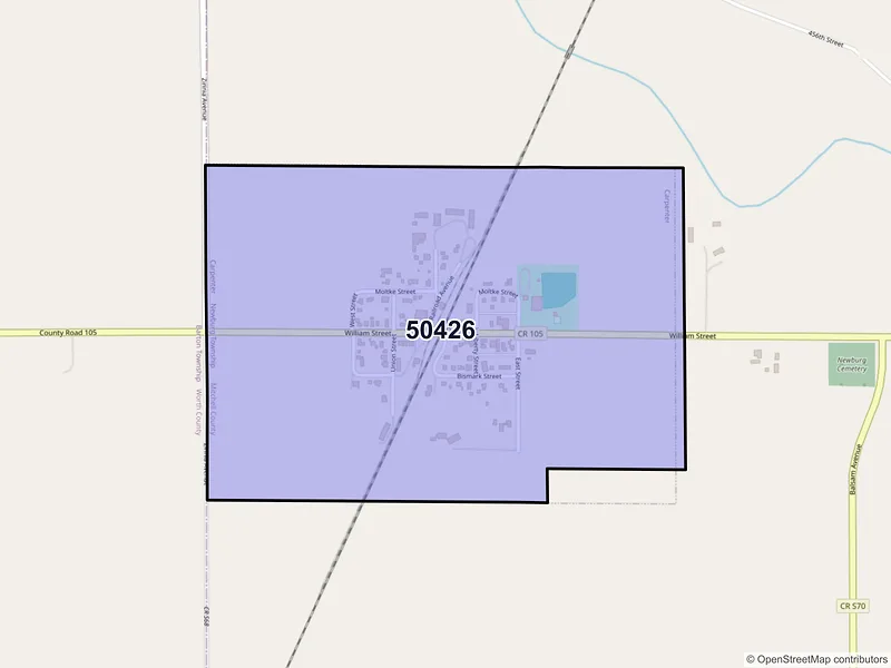 Map of Carpenter, Iowa and ZIP codes