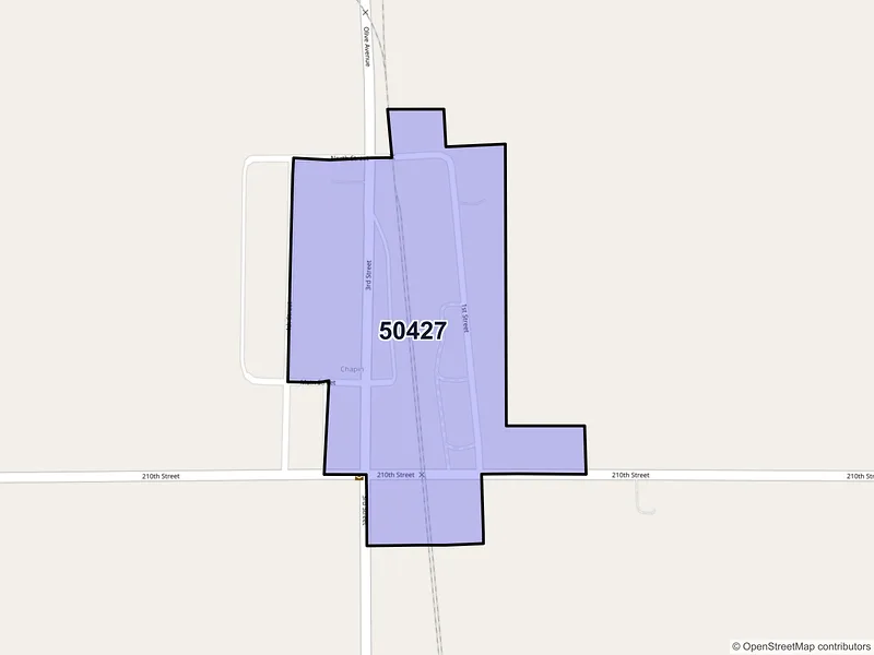 Map of ZIP Code 50427 — Chapin, IA
