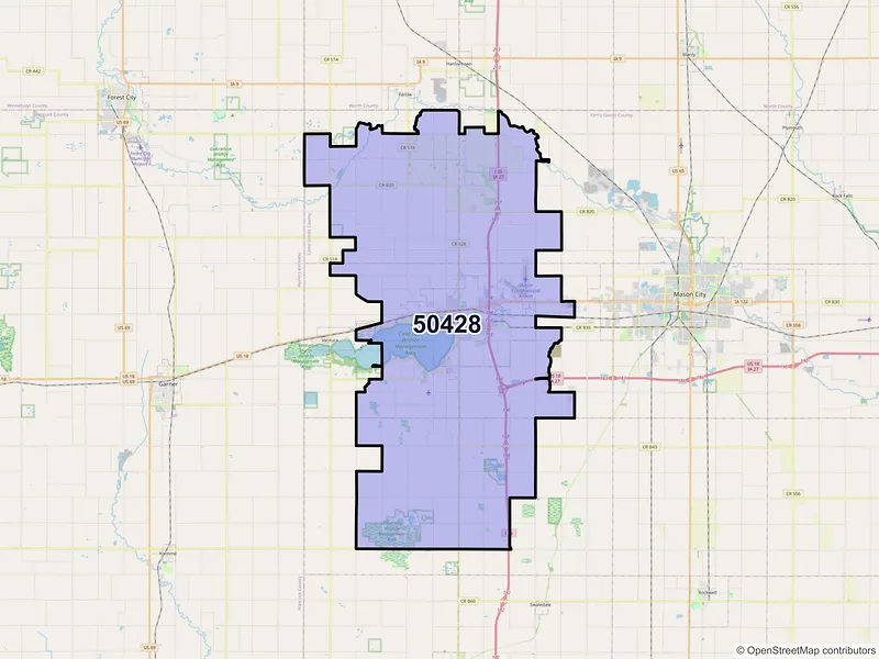 Map of ZIP Code 50428 — Clear Lake, IA