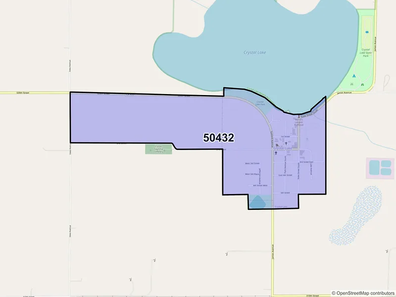 Map of Crystal Lake, Iowa and ZIP codes