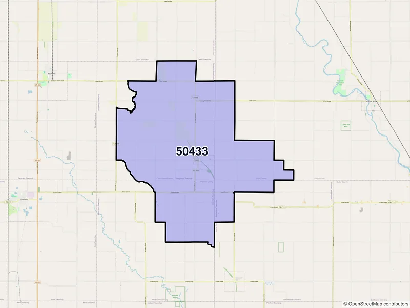 Map of ZIP Code 50433 — Dougherty, IA