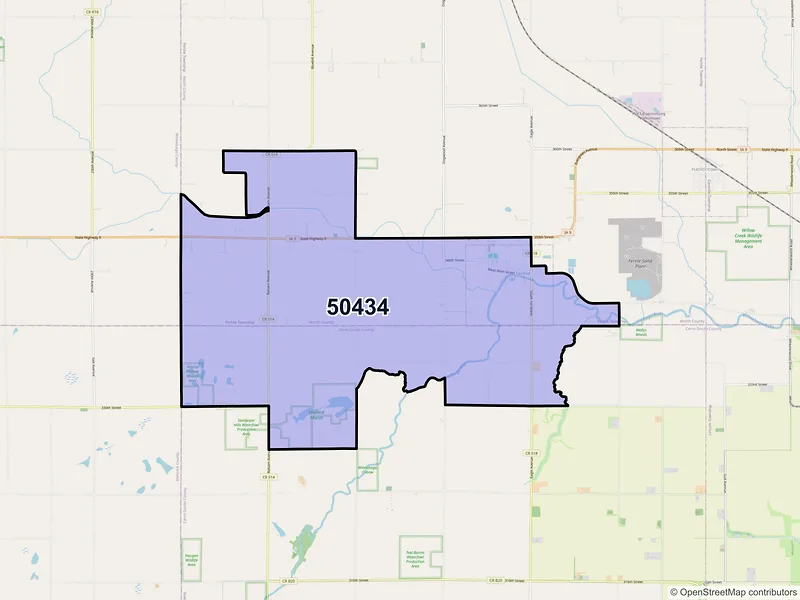 Map of ZIP Code 50434 — Fertile, IA