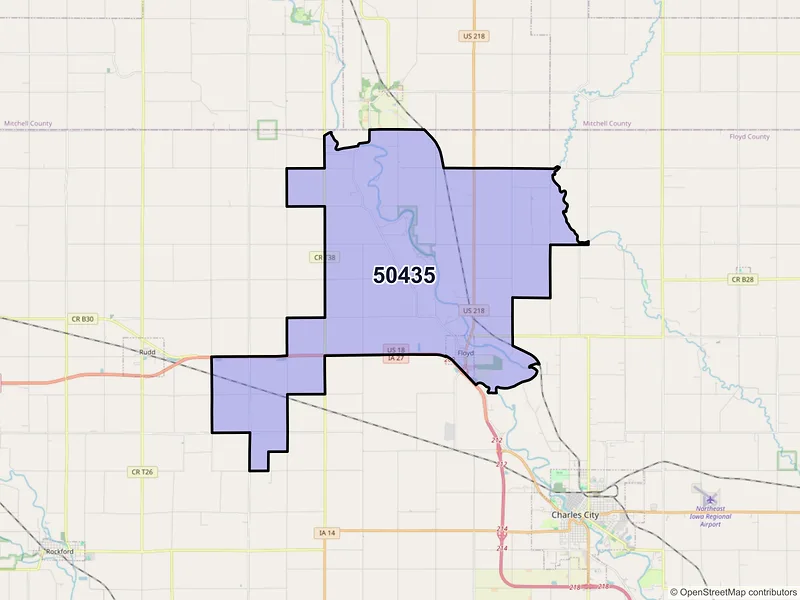 Map of ZIP Code 50435 — Floyd, IA